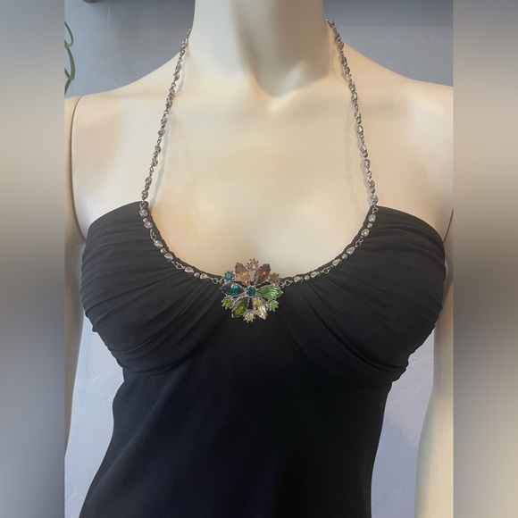 Women’s Y2K Cache  Black Halter Dress with Jewel Detail size 2 - Picture 1 of 8